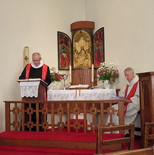 President Leif Jensen (left) preached for the ELC's closing service while ELKB President Gijsbertus van Hattem served as liturgist.