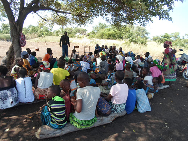 Preaching in one of the new congregations near Kapasseni.